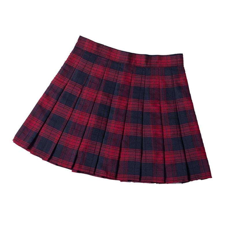 jinran Summer Women Pleated Skirts High Waist Female Mini Skirt Harajuku Preppy Style Ladies Plaid Skirts Sweet Girls Dance Mini Skirt