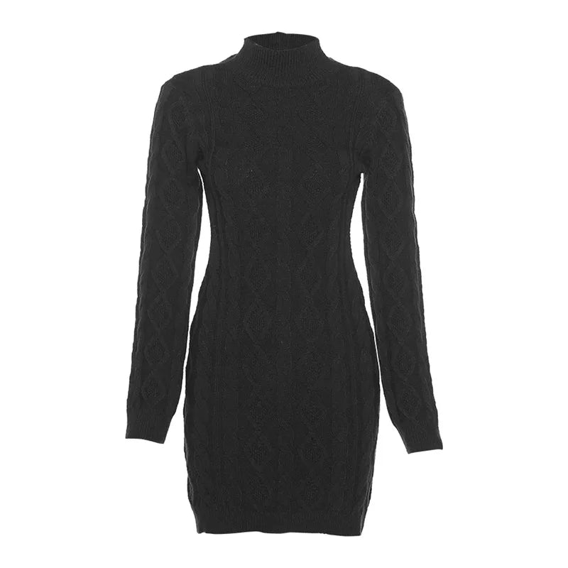 jinran Backless knitted Dress Long Sleeve Women Autumn Knitwear Mini Dress Sexy High Street Slim Bodycon Dresses 2024