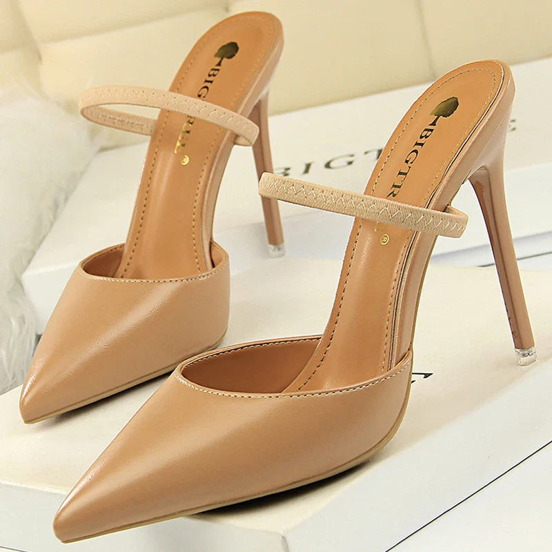 jinran Shoes Sandals Women 2024 Summer High Heels Slippers Pu Heeled Sandals Stiletto Ladies Shoes Fashion Female Shoes Pumps