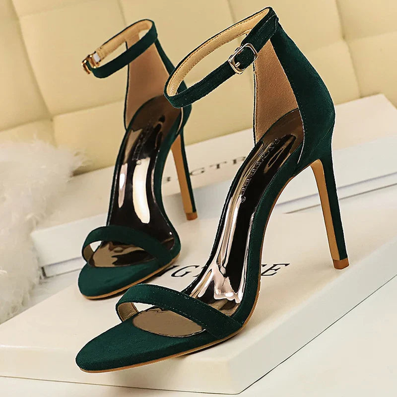 jinran Shoes Summer Women Sandals Suede Hollow High Heels Stiletto Fashion Sandles Women Heels Ladies Shoes Women's Sandals