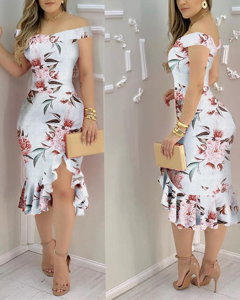 jinran Women Sexy Shiny Rhinestone Embellished Off Shoulder Bodycon Dress