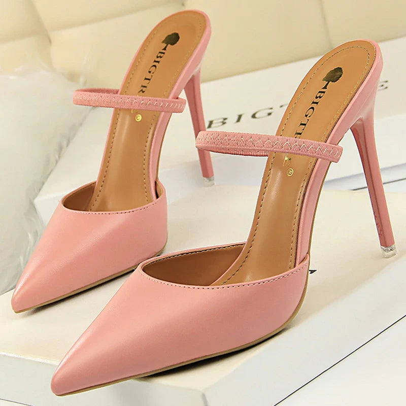 jinran Shoes Sandals Women 2024 Summer High Heels Slippers Pu Heeled Sandals Stiletto Ladies Shoes Fashion Female Shoes Pumps