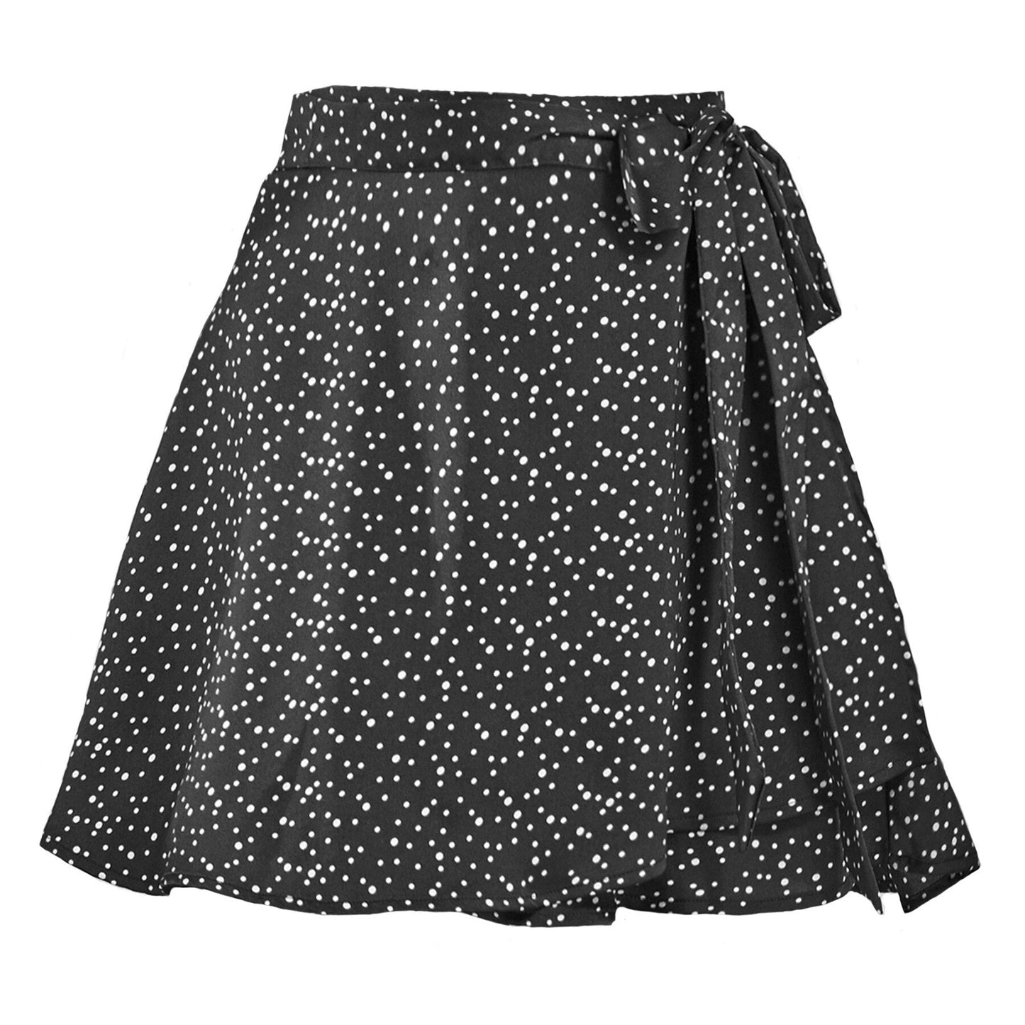 jinran Women Summer High Waist Lace-Up Loose Casual Chiffon Satin Mini Skirt Solid Color Bandage Fashion Club Elegant Skirts WDQ01