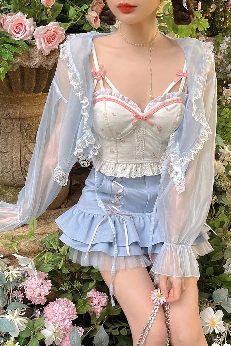 jinran White Backless Sexy Beach Sweet Cute Camis Women 2024 Summer Floral Kawaii Halter Tops Lace Print Party Korean Fashion Clothing