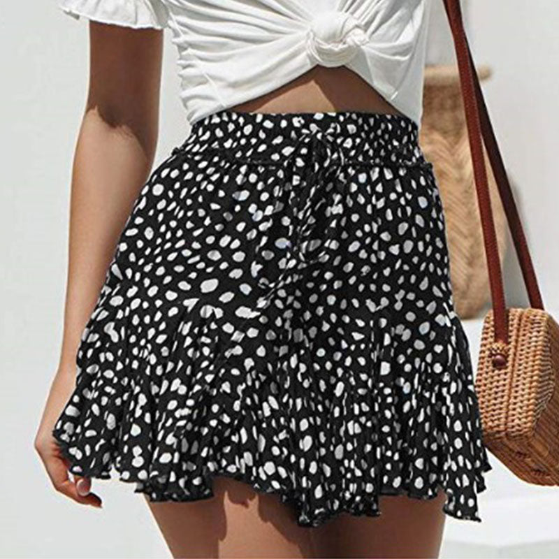 jinran Summer Short Skirts Women Vintage Ruffled Mini Skirt with Sashes Casual Boho Pleated A Line Holiday Beach Wear