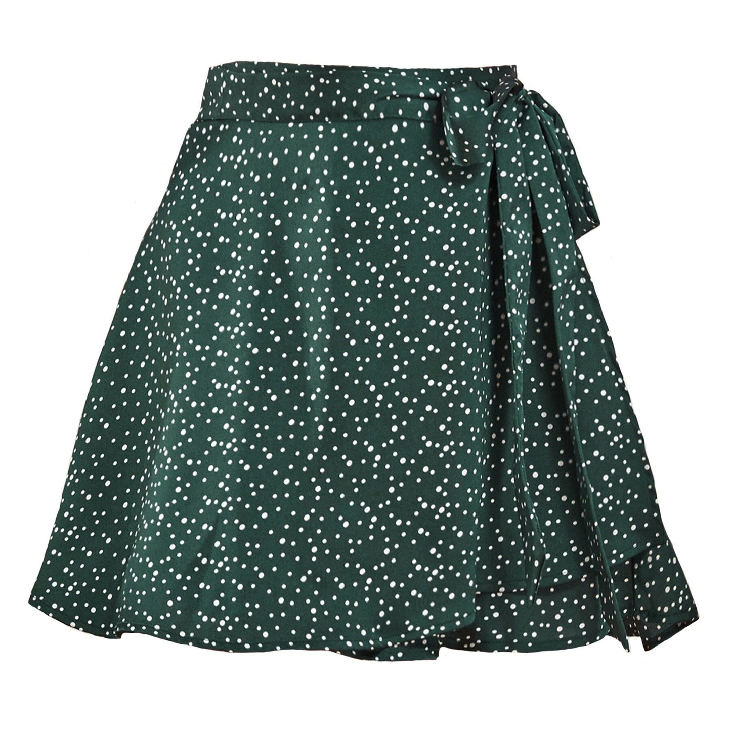 jinran Women Summer High Waist Lace-Up Loose Casual Chiffon Satin Mini Skirt Solid Color Bandage Fashion Club Elegant Skirts WDQ01