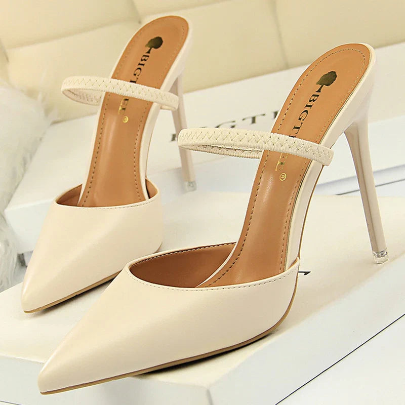 jinran Shoes Sandals Women 2024 Summer High Heels Slippers Pu Heeled Sandals Stiletto Ladies Shoes Fashion Female Shoes Pumps