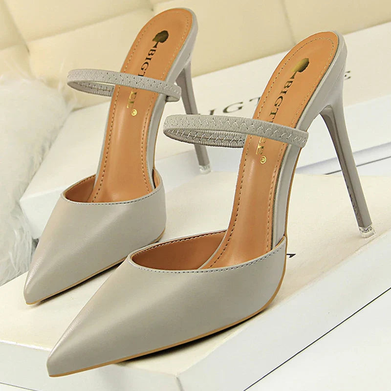 jinran Shoes Sandals Women 2024 Summer High Heels Slippers Pu Heeled Sandals Stiletto Ladies Shoes Fashion Female Shoes Pumps