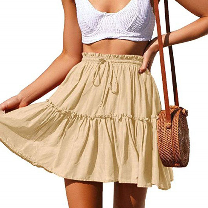 jinran Summer Short Skirts Women Vintage Ruffled Mini Skirt with Sashes Casual Boho Pleated A Line Holiday Beach Wear