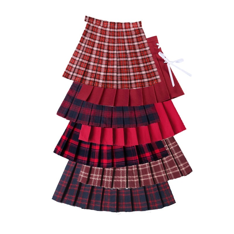 jinran Summer Women Pleated Skirts High Waist Female Mini Skirt Harajuku Preppy Style Ladies Plaid Skirts Sweet Girls Dance Mini Skirt