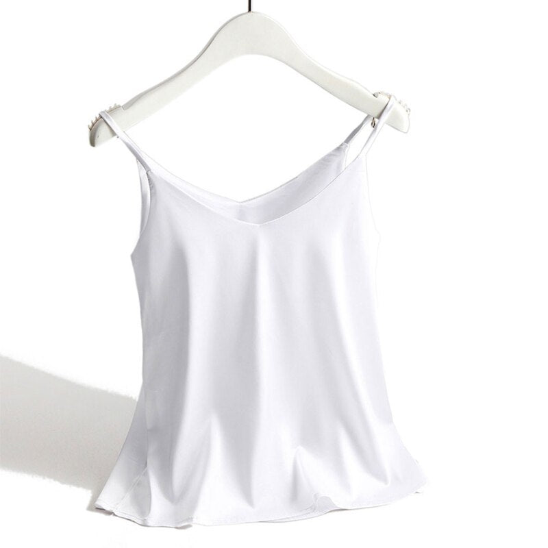 jinran Women Loose V-neck Sleeveless Crop Tank Top 2022 Office Lady Summer Solid Thin Camisole Female Casual Basic Spaghetti Strap Vest