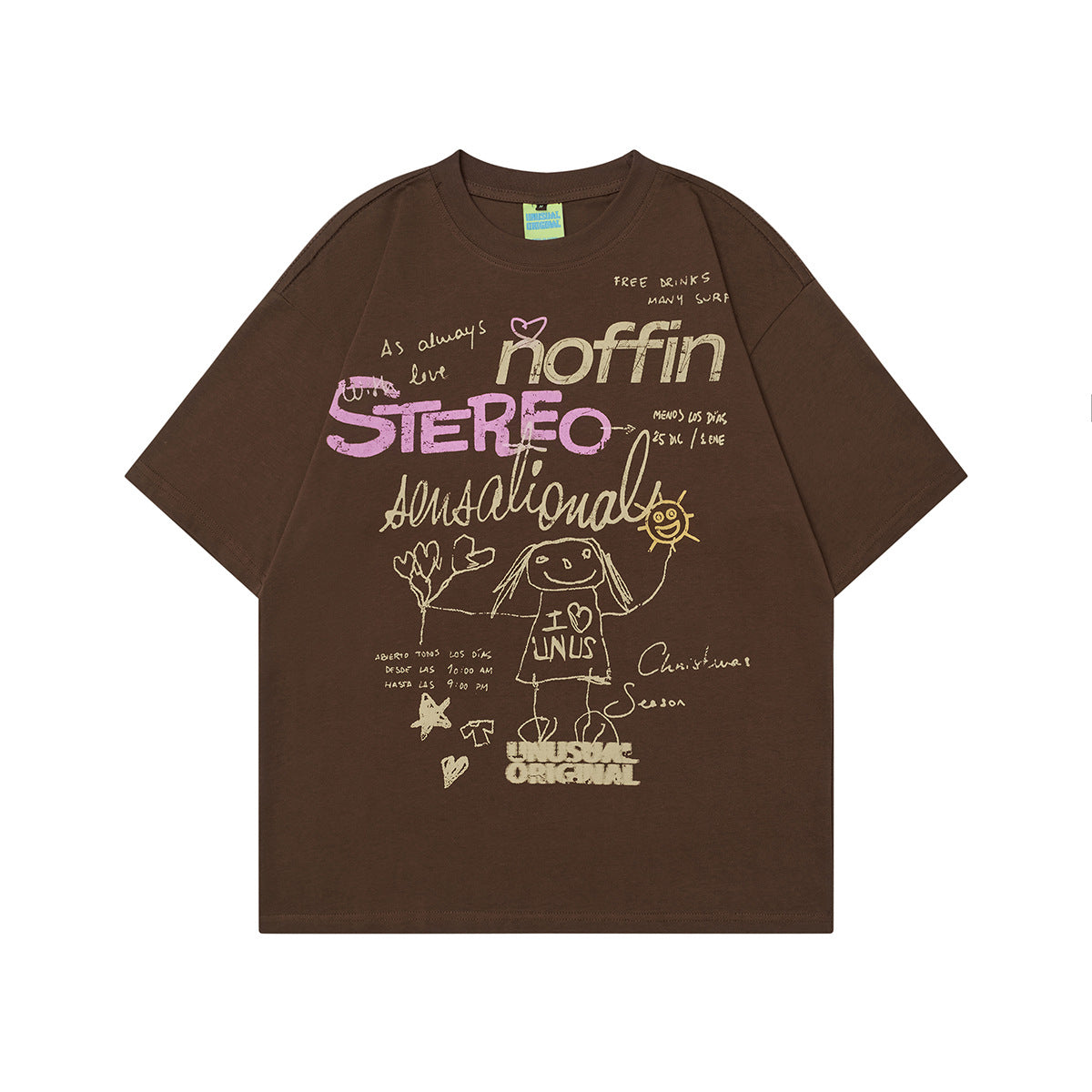 2025 T1029 2025n Street Tide 2025 Summer Couple Painting Elements Fun Cartoon Design Men's Loose Short Sleeve T-Shirt