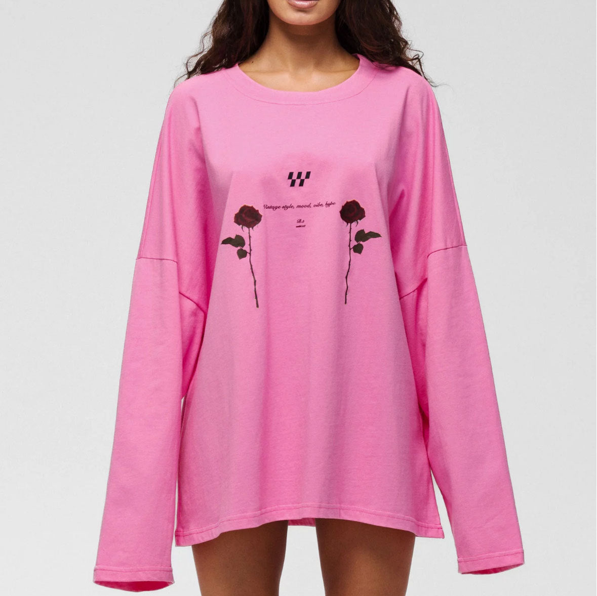 2025 design sense rose loose long-sleeved knitted sweater women's sweet spring new commuter versatile knitted top