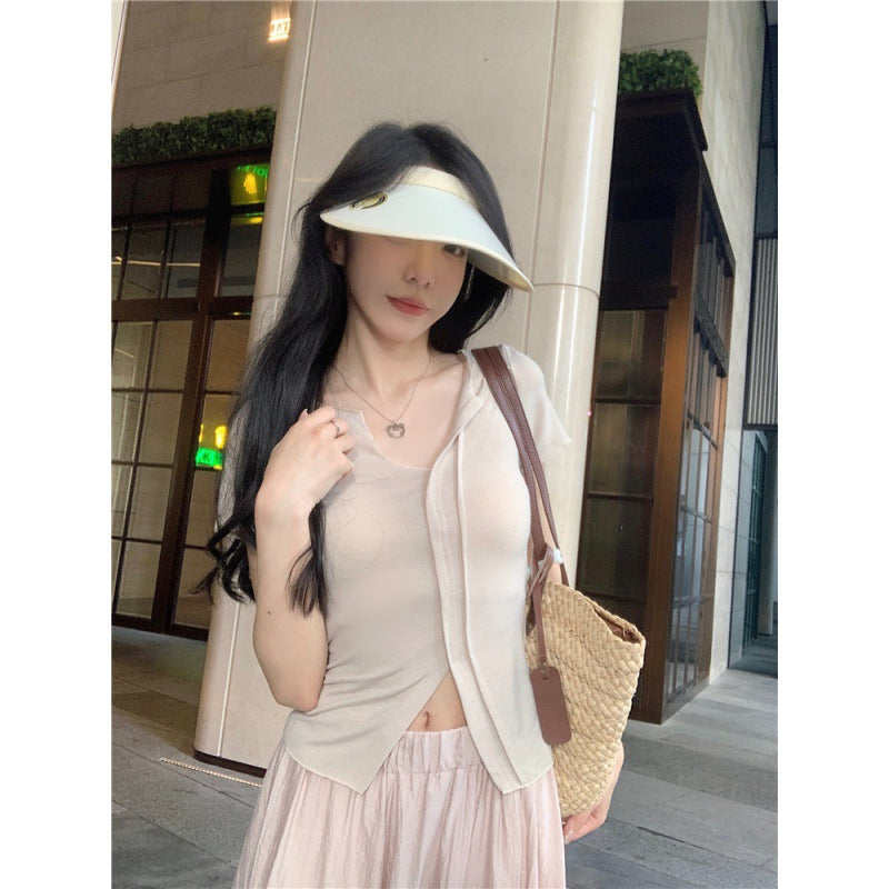 Large size women's clothing retro meat-covering and thin trouser skirt set for women's summer fat mm pear-shaped body slightly fat wear two-piece set