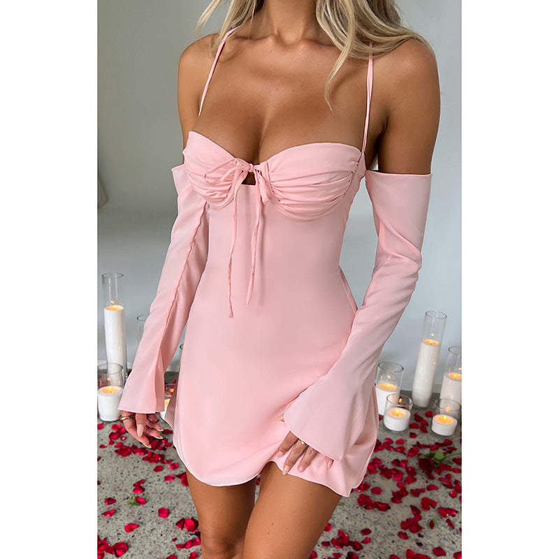 jinran cherry blossom dress to impress Sling Sexy Chest Strap Hollow out Dress Summer Fashion Hot Girl Short Skirt for Women