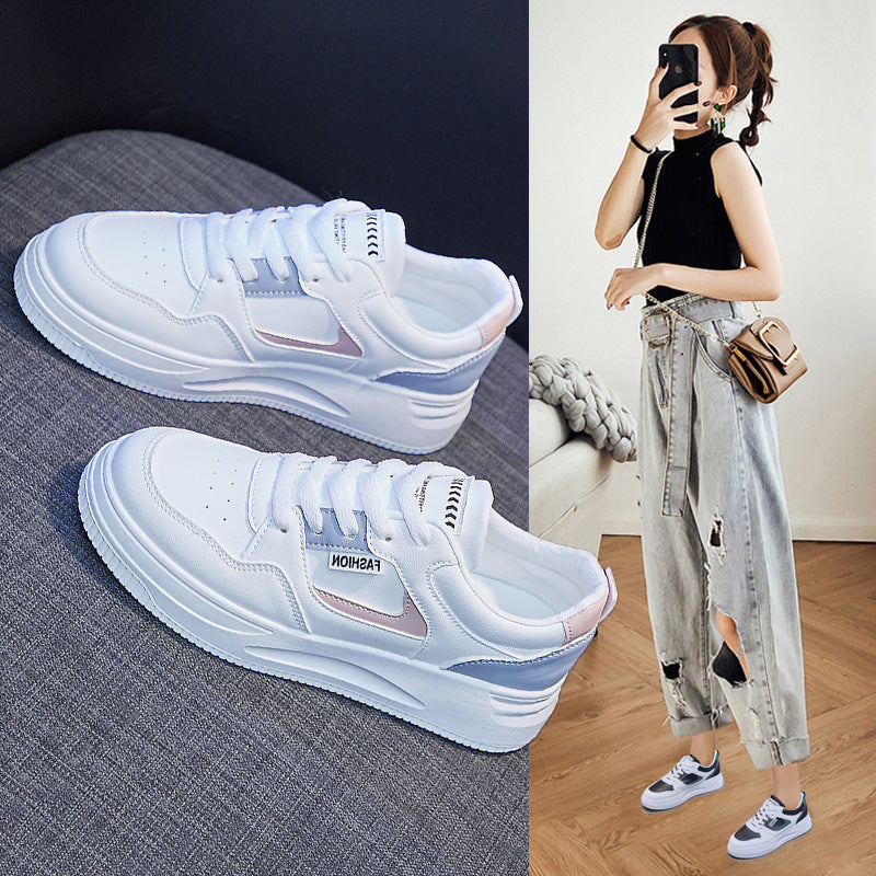 2025 ins tide basic little white shoes women's spring new breathable thick-soled Korean version board shoes female student shoes QR663