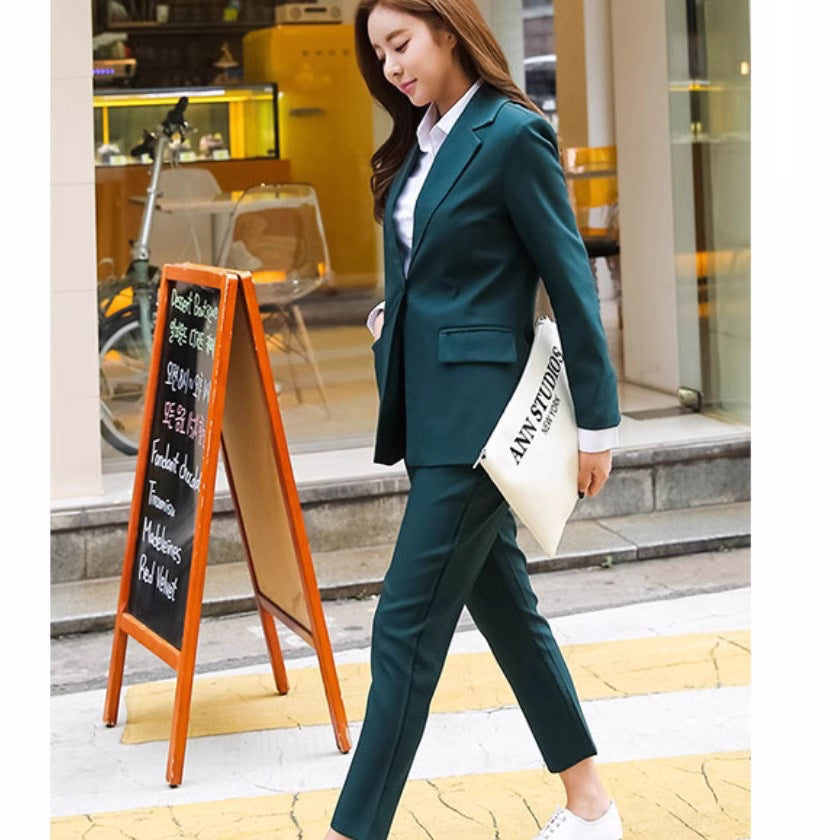 2025 Professional suit women's spring and autumn new small suit OL slim trousers annual meeting clothing emcee host two-piece suit