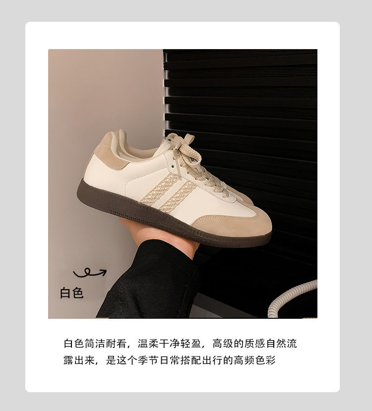 2025 2025 new fashion blogger standard~ retro lace edge leather sports training casual shoes Forrest Gump shoes women's spring