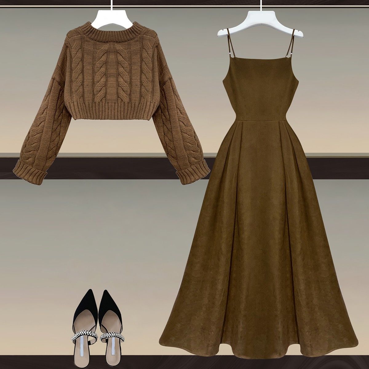 jinran concert outfit dress to impress Autumn Women's Fashionable Temperament Goddess Style Age-Reducing Suit Autumn and Winter New Sweater Two-Piece Suit Western Style Mid-Length