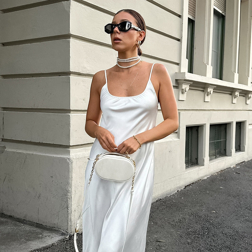 2025 Sexy U-neck high waist pure desire wind suspender dress popular new fashion Popular trade fishtail dress long dress