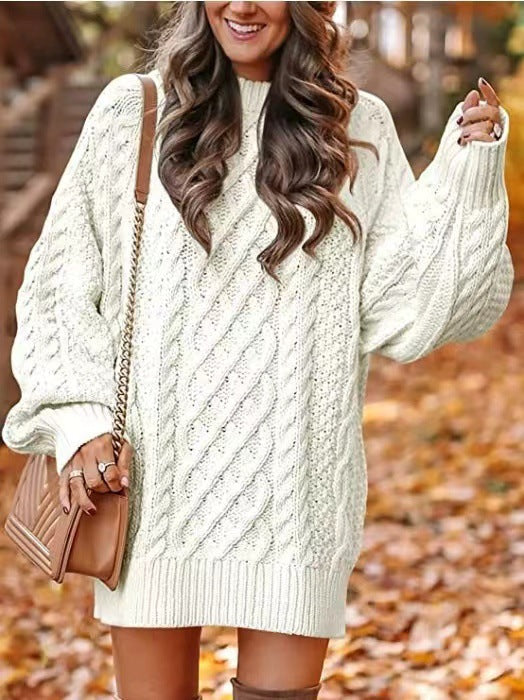 jinran fall trends 2024 outfits 2024 Knitwear Women's Long Sleeve Loose Half Turtleneck Collar Thick Needle Pullover plus Size Solid Color Sweater Coat Autumn and Winter