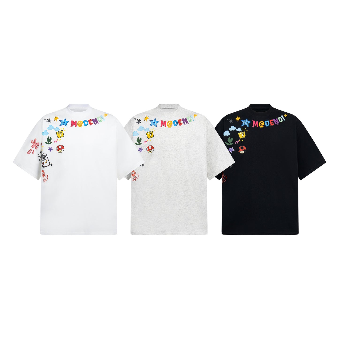 2025 2678 2025n street neutral retro creative color picture design men's loose high-end heavy short-sleeved T-shirt