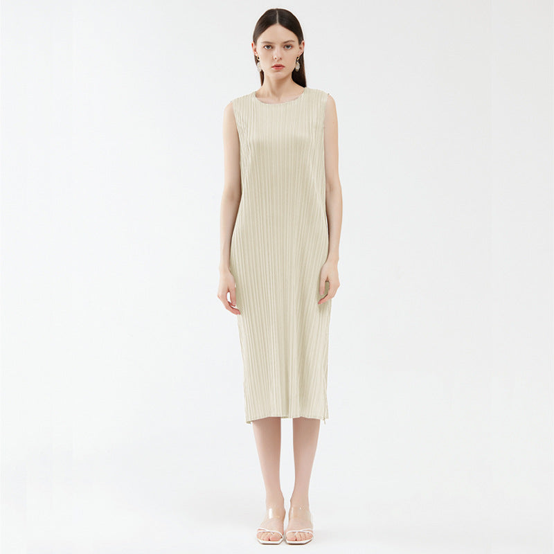 2025 new summer women's clothing design split-end sleeveless dress women's niche temperament zipper dress