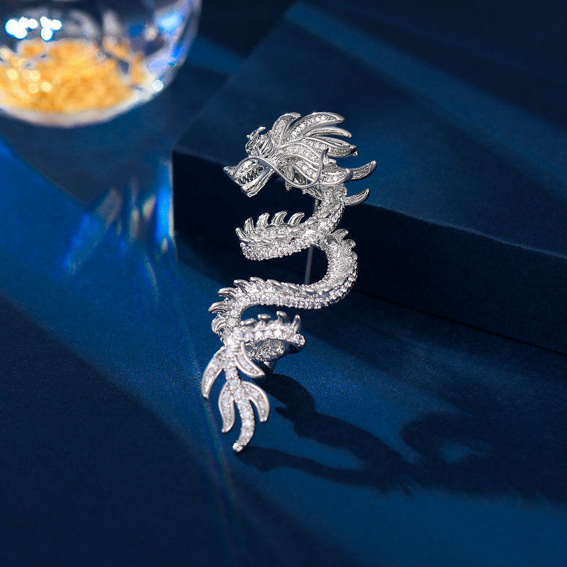2025 Chinese style unisex new style inlaid zircon popular zodiac year high-end suit jacket accessories dragon brooch