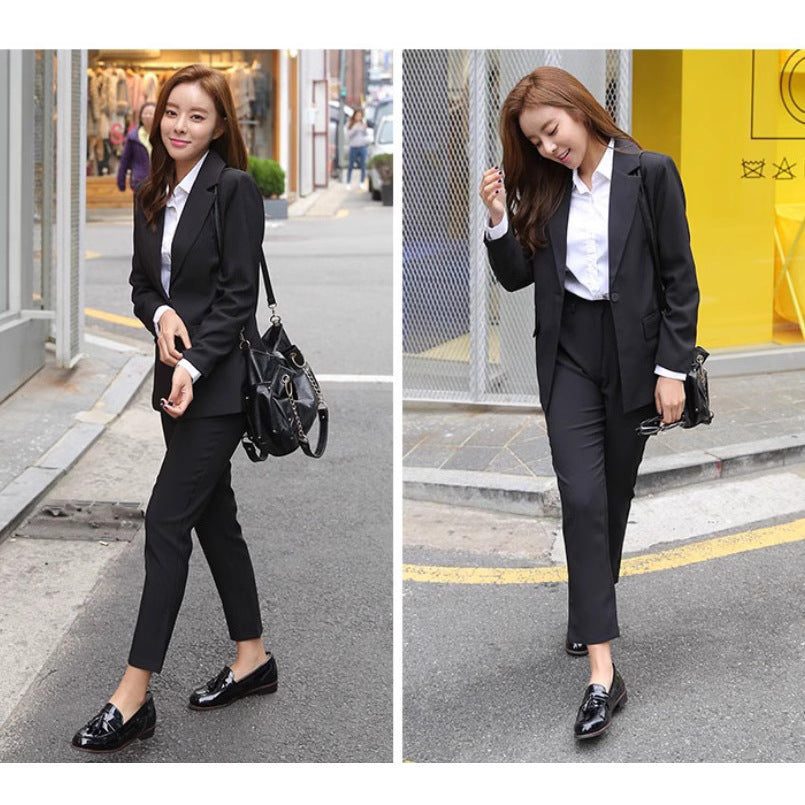 2025 Professional suit women's spring and autumn new small suit OL slim trousers annual meeting clothing emcee host two-piece suit