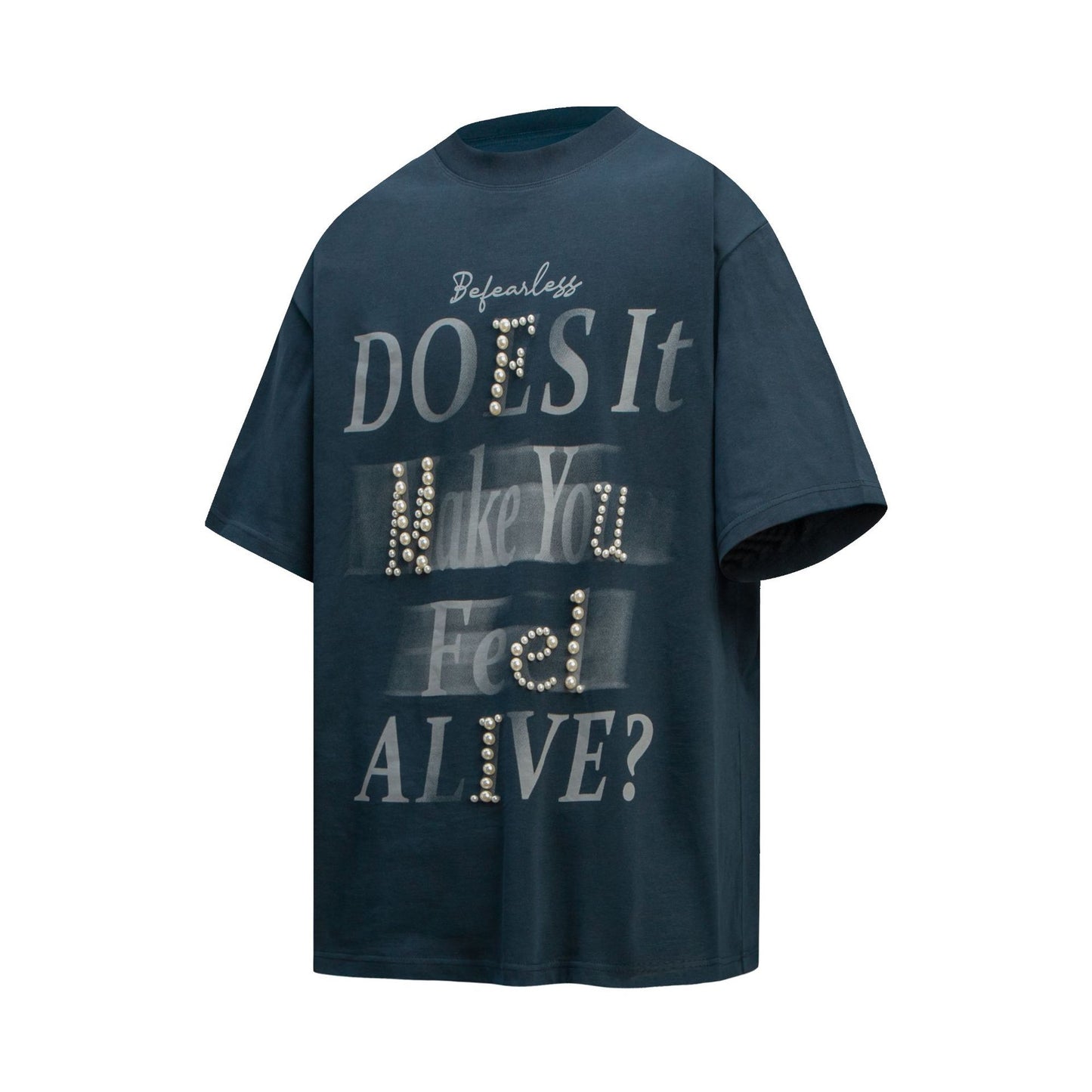 2025 6096 2025n Street 2025 Summer Letter Bead Design Men's Loose Premium Crew Neck Short Sleeve T-Shirt