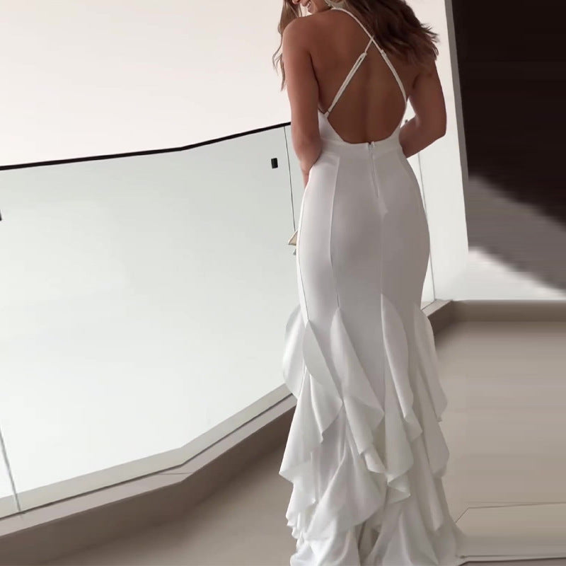 jinran dress to impress Autumn New Charming White Wedding Dress,Sleeveless Bridal Dress