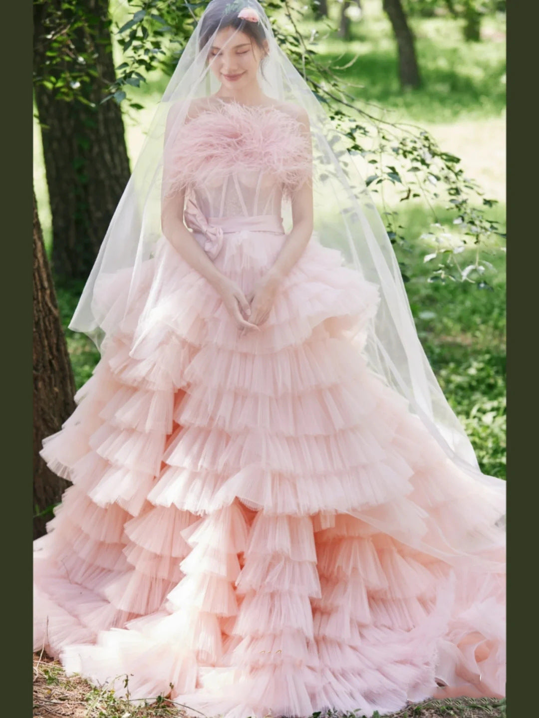 Exhibition color dress 2025 new studio theme wedding dress Mori couple travel photo clothing street photo trailing wedding dress