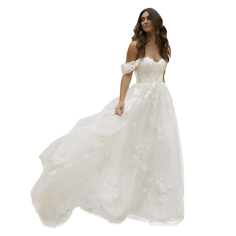 jinran dress to impress New Summer New off-Shoulder Tube Top White Wedding Dress Sexy Elegant Fashion Slim Slimming Light Yarn