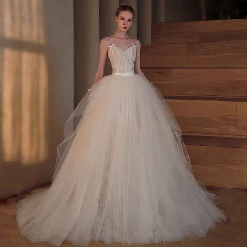 lace Mori super fairy retro main wedding dress 2025 new bride thin high-end go out light yarn small trailing