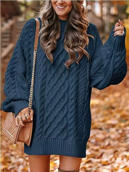 jinran fall trends 2024 outfits 2024 Knitwear Women's Long Sleeve Loose Half Turtleneck Collar Thick Needle Pullover plus Size Solid Color Sweater Coat Autumn and Winter