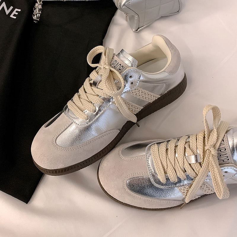 2025 2025 new fashion blogger standard~ retro lace edge leather sports training casual shoes Forrest Gump shoes women's spring