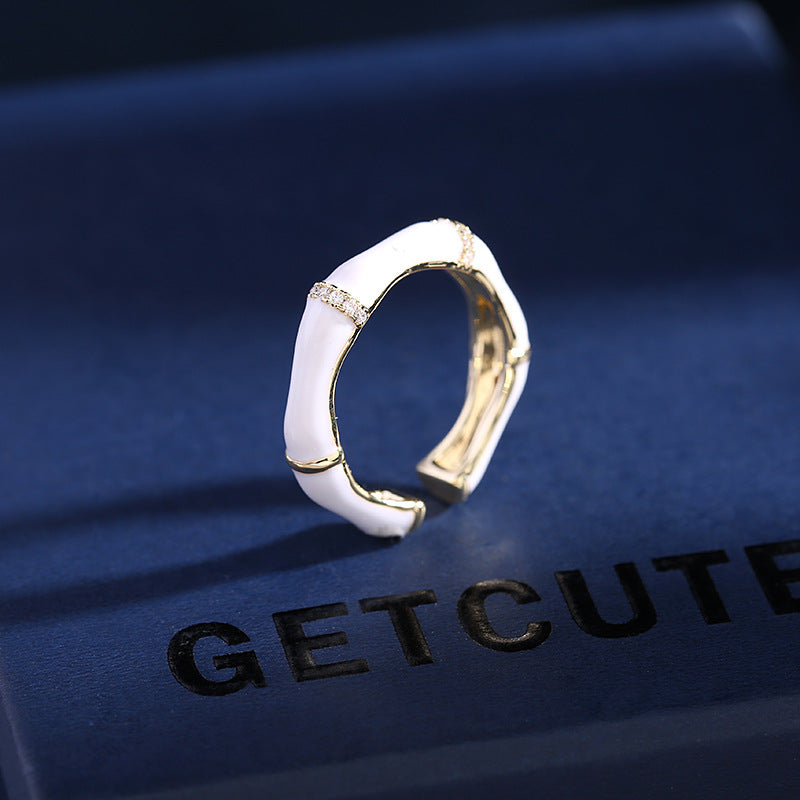 2025 Opening adjustable live ring tide temperament index finger tail ring simple niche design sense joint high bamboo ring