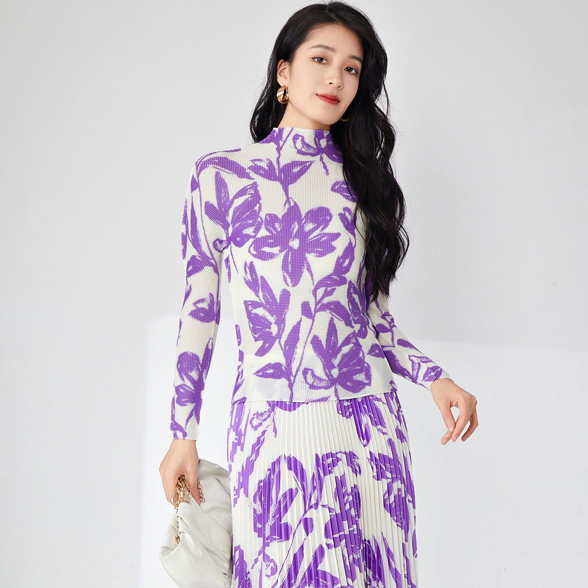 2025 women's t-shirt top Nanyou high-end women's clothing wholesale high-end fashion printed slim-fitting long-sleeved top