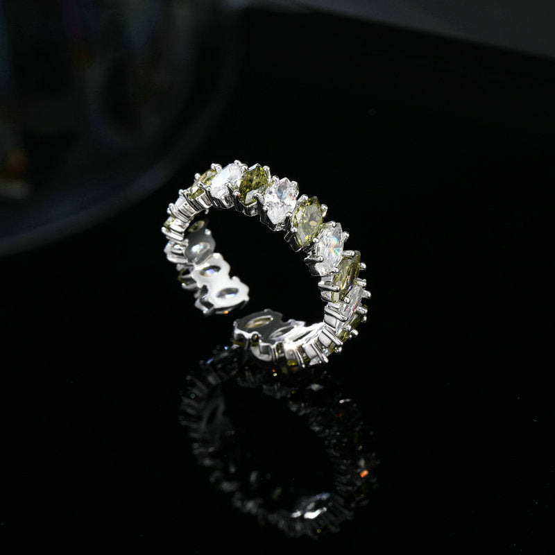 2025 Korean version of fashionable sweet and cool style personalized open index finger ring super flash zircon inlaid high-end niche versatile ring