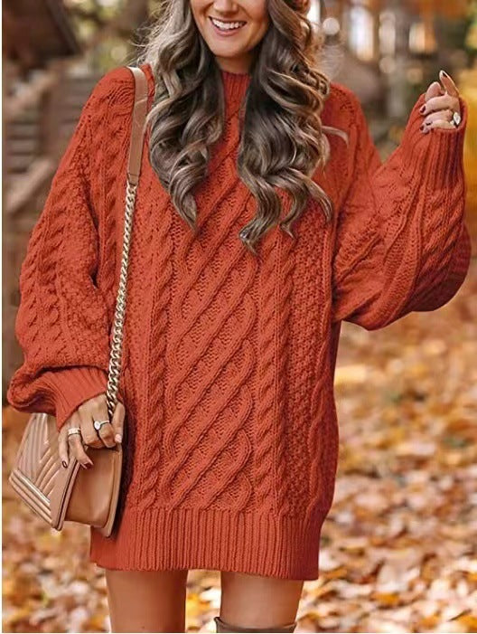 jinran fall trends 2024 outfits 2024 Knitwear Women's Long Sleeve Loose Half Turtleneck Collar Thick Needle Pullover plus Size Solid Color Sweater Coat Autumn and Winter
