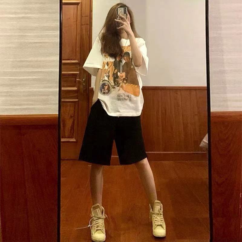 jinran skirt outfits Summer 2024 Student Leisure Sports Women's Suit New Online Popular Street Fashion Short Sleeve Shorts Two-Piece Set