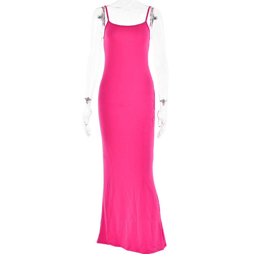 jinran maternity Autumn Hot New Sexy Temperament Strap Backless Slim Stitching Dress Long Dress