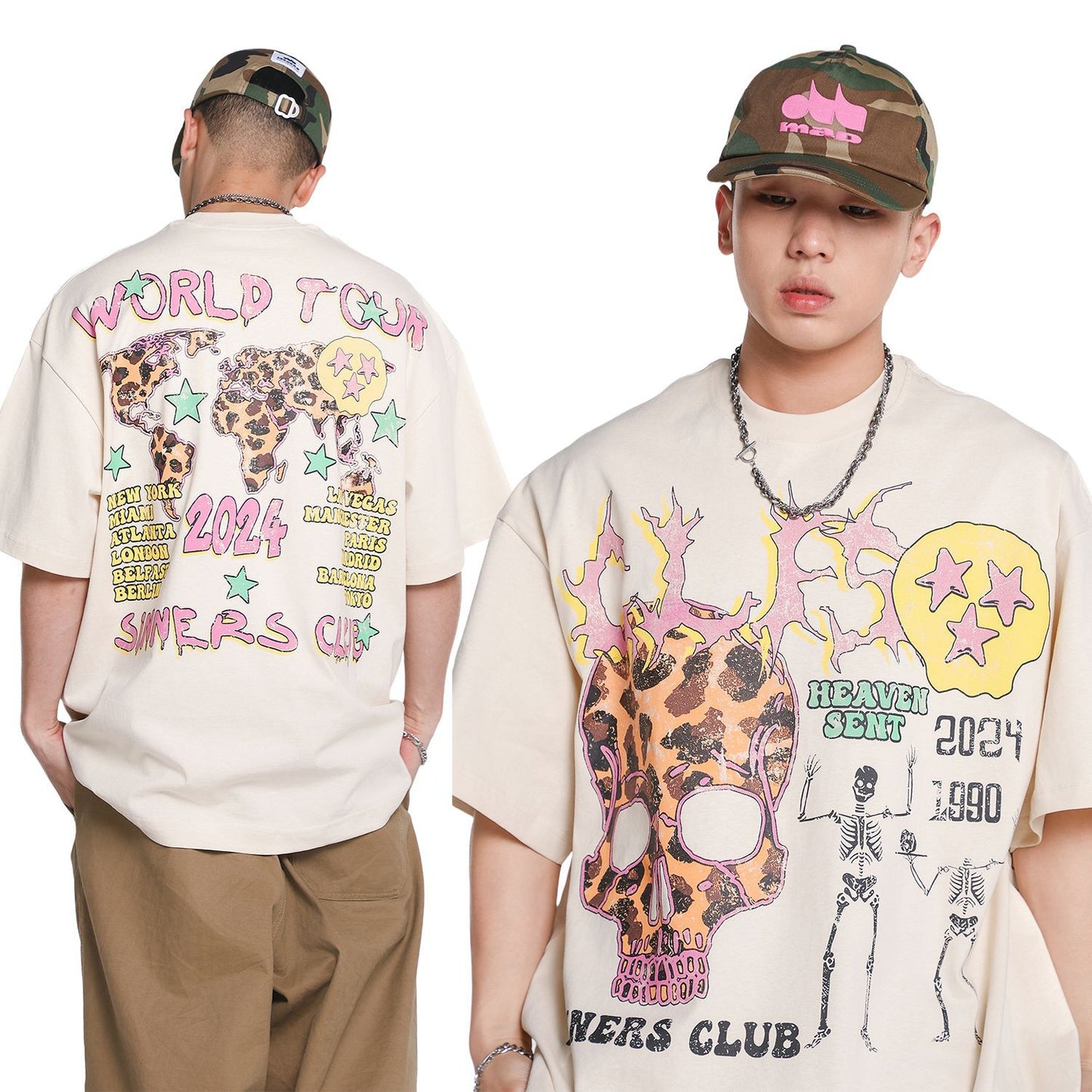 2025 T955 2025n Street 2025 Summer Neutral Fun Spoof Figure High Sense Design Men's Loose Short Sleeve T-Shirt
