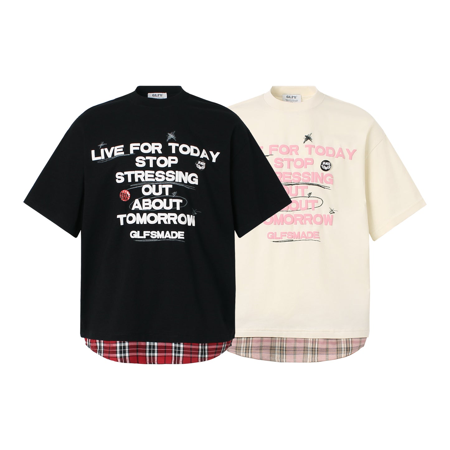 2025 JT961 2025n Street 2025 Summer Foam Print Premium Design Men's Loose Fake Two-piece Short Sleeve T-Shirt