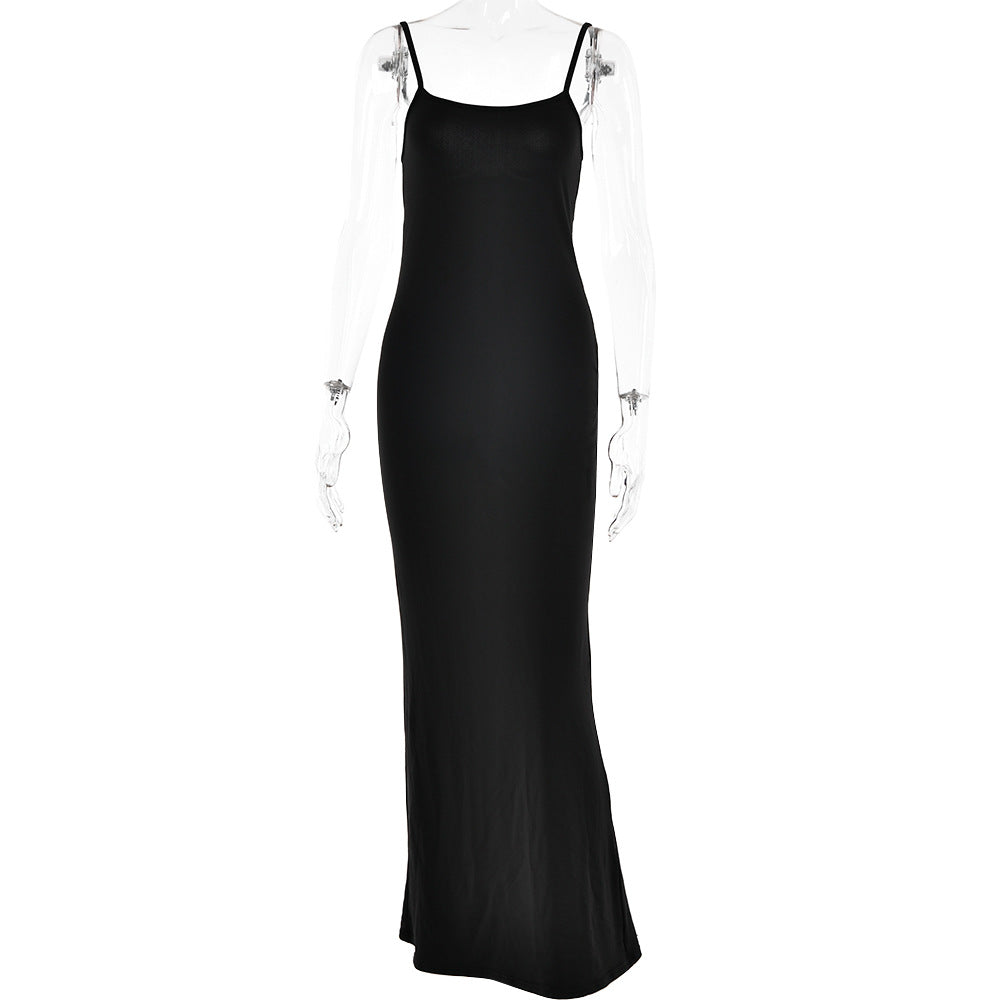 jinran maternity Autumn Hot New Sexy Temperament Strap Backless Slim Stitching Dress Long Dress