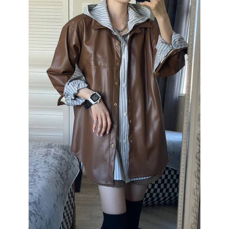 2025n retro versatile Spice Girl jacket jacket women's 2025 spring clothing high-end cool Sa style leather jacket