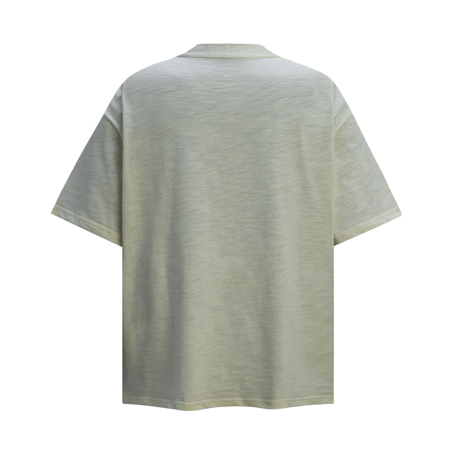 2025 6100 2025n Street 2025 Summer Solid Color Zipper Design Men's Loose Premium Sense Bamboo Cotton Short Sleeve T-Shirt
