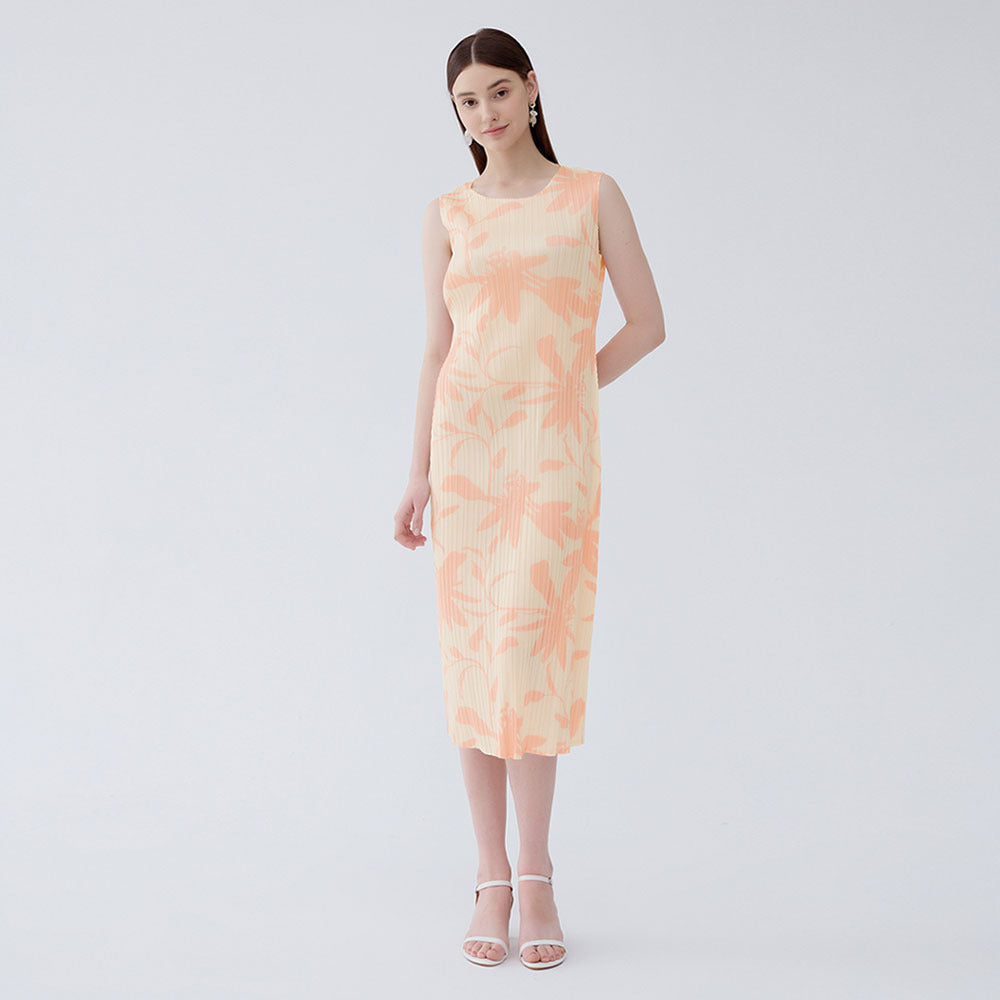 2025 summer new elegant flower A-shaped skirt thin Korean version medium and long dress printed slim sleeveless skirt women