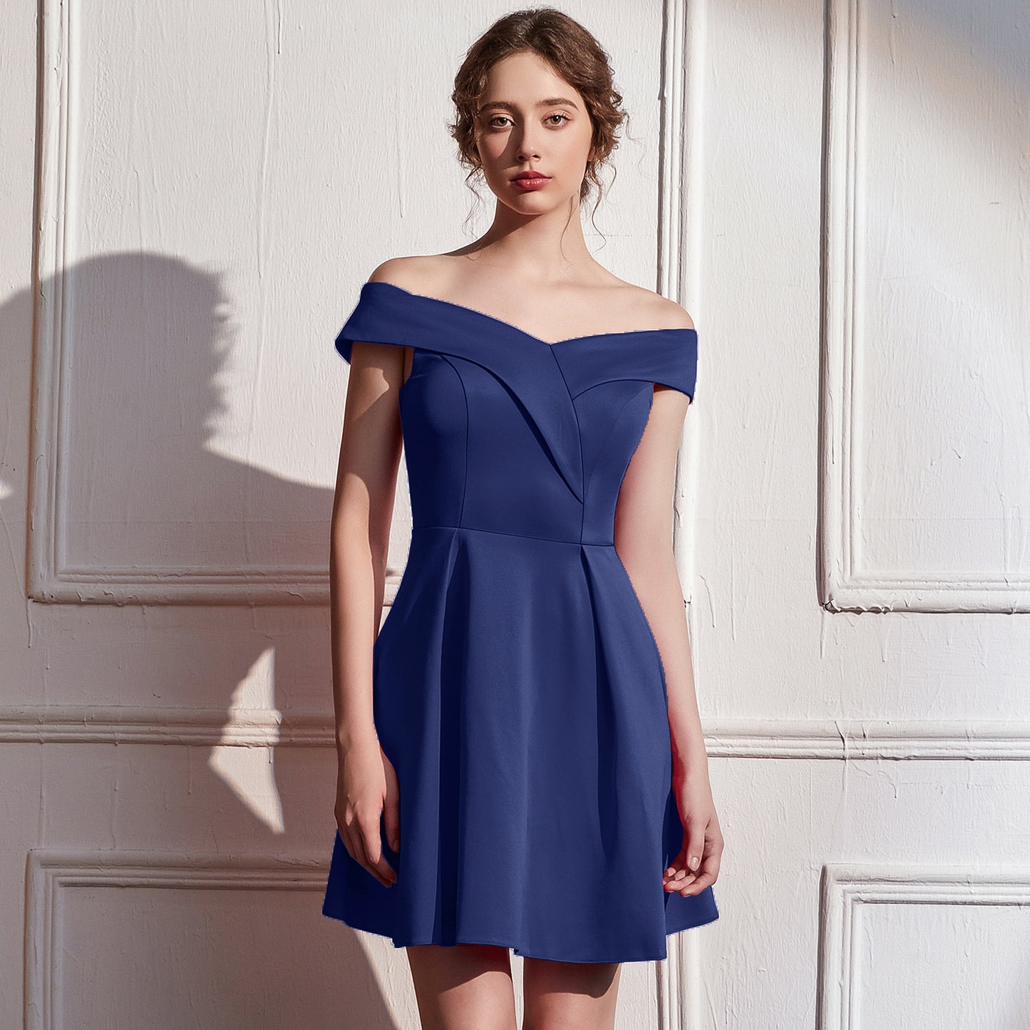 2025 Evening dress women's high-end high-end temperament socialites banquet small people with one-word shoulders can usually wear short dresses