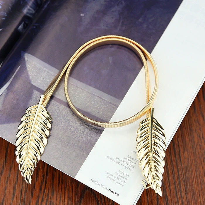 2025 Waist chain women's fashion versatile skirt wide-leg pants dress belt gold belt elastic decorative accessories